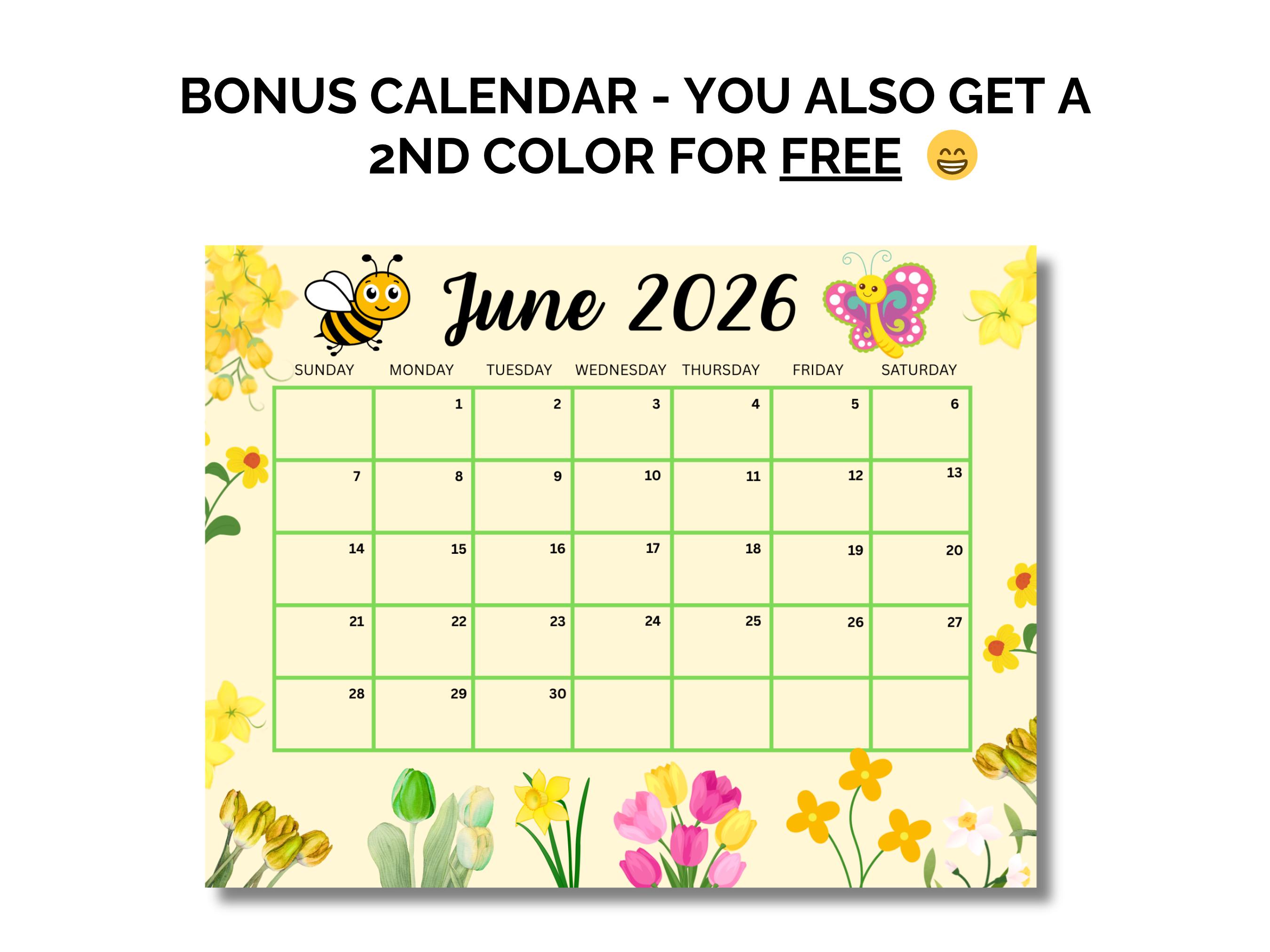 June 2026 Calendar: Editable, Printable Planner (instant Digital
