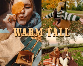 40 Warm Fall Lightroom Presets | Autumn Golden Hour, Warm Cozy Orange Filters for Mobile & Desktop | Outdoor Fall Foliage Aesthetic