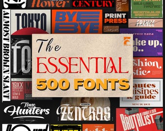 500+ Premium Modern Essentials Font Bundle | Retro, Calligraphy, Script, Wedding, Cricut, Procreate | Personal and Commercial Use