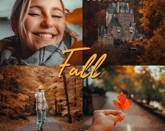 30 Fall Lightroom Presets | Autumn Foliage, Cozy Warm Orange Tones for Mobile & Desktop | Seasonal Outdoor Travel Aesthetic
