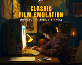 Classic Film Emulation Power Grades & LUTs | Professional DaVinci Resolve PowerGrades + Film LUT Pack | Analog, Vintage, Cinematic