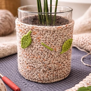 Crochet Plant Pot Pattern PDF | Adjustable Leaf Cover Pot | Beginner Crochet Pattern | Patron Crochet Cache-pot Feuilles Modulables