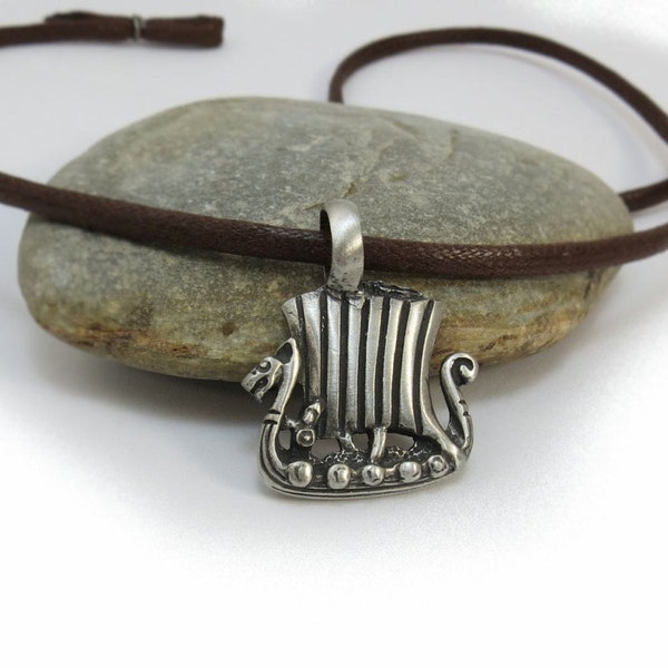 Viking Jewelry - Boat Necklace, Mens Jewelry - Norse Pendant, Viking Dragon Boat - Ship Necklace