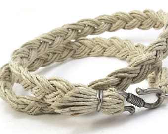 Hemp Jewelry - Thick Hemp Cord, Custom Lengths and Colors - Hemp Cord Necklace with Rustic Hook Clasp - Natural Earth Tone Colors