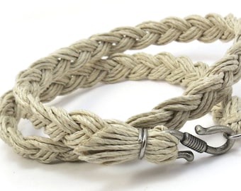 Braided Hemp Necklace - Earth Tone Cord, Rustic Pewter Clasp