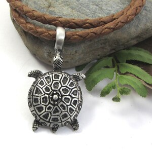 Turtle Necklace, Sea Turtle Gifts with Vegan Faux Leather Cord, Beach & Ocean Jewelry