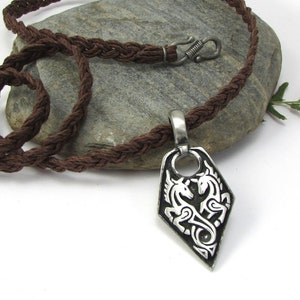 Celtic Unicorn Arrowhead with Custom Hemp Cord Necklace, Earth-tone Colors