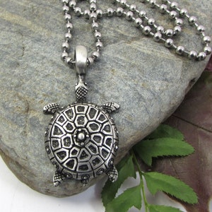 Beach Jewelry, Sea Turtle Necklace with Stainless Steel Ball Chain