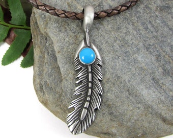Feather Necklace Handmade and Antiqued in Brass and on a Black