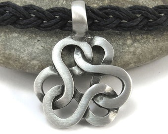 Celtic Knot Pendant with Hemp Cord Necklace,  Silver Celtic Knotwork Jewelry - Celtic Jewelry with Custom Hemp Cord