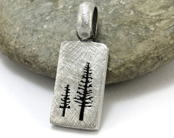 Rustic Pine Tree Pendant, Nature Jewelry - Silver Tree Jewelry (fine pewter), Outdoorsman Gifts