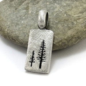 Rustic Pine Tree Pendant, Nature Jewelry - Silver Tree Jewelry (fine pewter), Outdoorsman Gifts