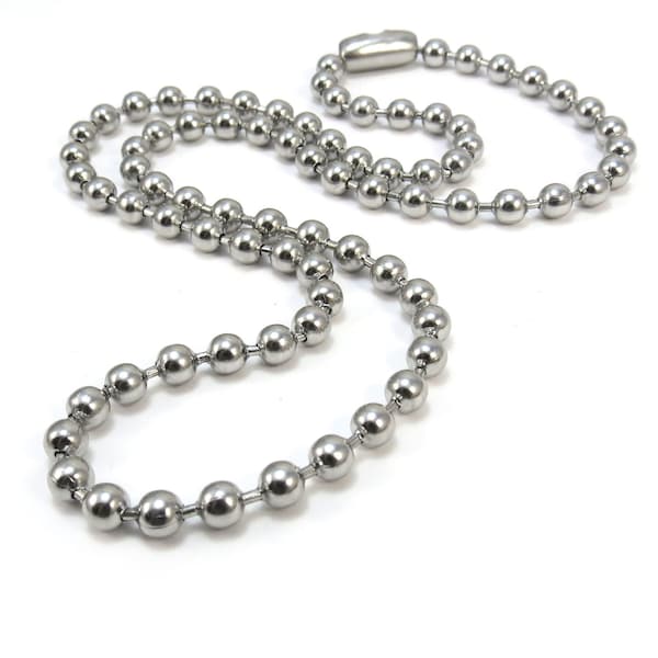 Large Stainless Steel Ball Chain, 4.5mm Ball Chain - Bulky Chain - Durable Stainless Steel Ball Chain, Custom Length Men's Jewelry