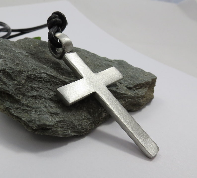 Men's Modern Cross Necklace Minimalist Large Cross - Etsy