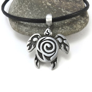 Sea Turtle Necklace, Surfer Necklace - Tribal Turtle Pendant
