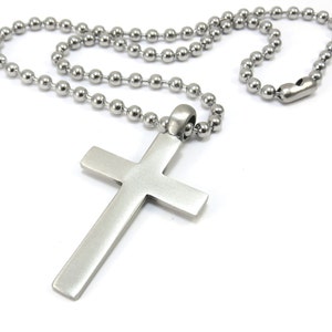 Men&#39;s Cross Necklace, Simple Cross Pendant with Stainless Steel Chain - Christian Jewelry