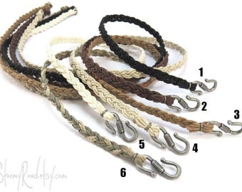 Customizable Hemp Cord with Rustic Hook Clasp - Natural Earth Tone Hemp Cords