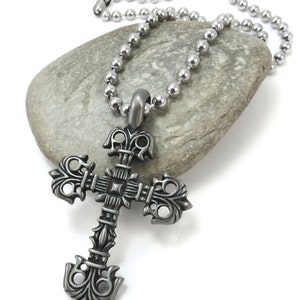 Large Cross Necklace, Chunky Stainless Steel Chain - Christian Jewelry,  Men&#39;s Cross Pendant