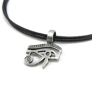 Egyptian Jewelry, Eye of Horus Necklace - Eye of Ra Pendant with Leather Cord