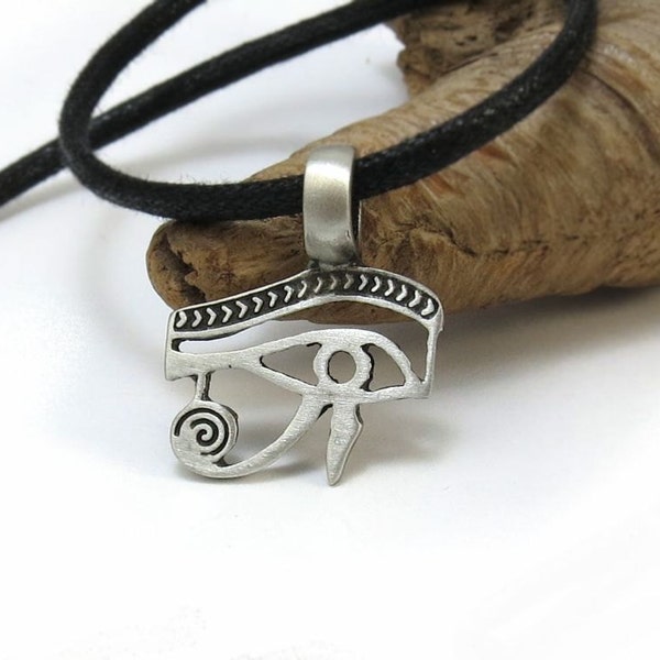 Eye of Horus Necklace - Eye of Ra Pendant - Ancient Egyptian Jewelry - Pewter Mens Necklace