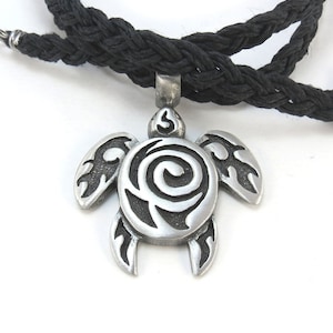 Hemp Sea Turtle Necklace, Surfer Jewelry - Tribal Turtle Pendant with Hemp Necklace