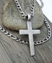 Men's Cross Necklace, Christian Jewelry - Rustic Cross Pendant with Bulky Stainless Steel Figaro Chain 