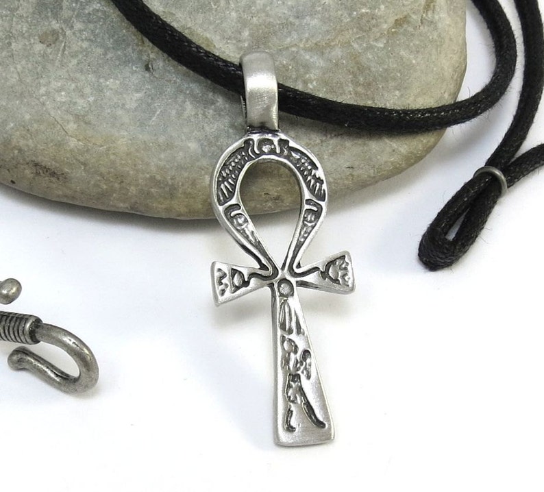 Egyptian Jewelry Mens Ankh Necklace Pewter Pendant Faux - Etsy