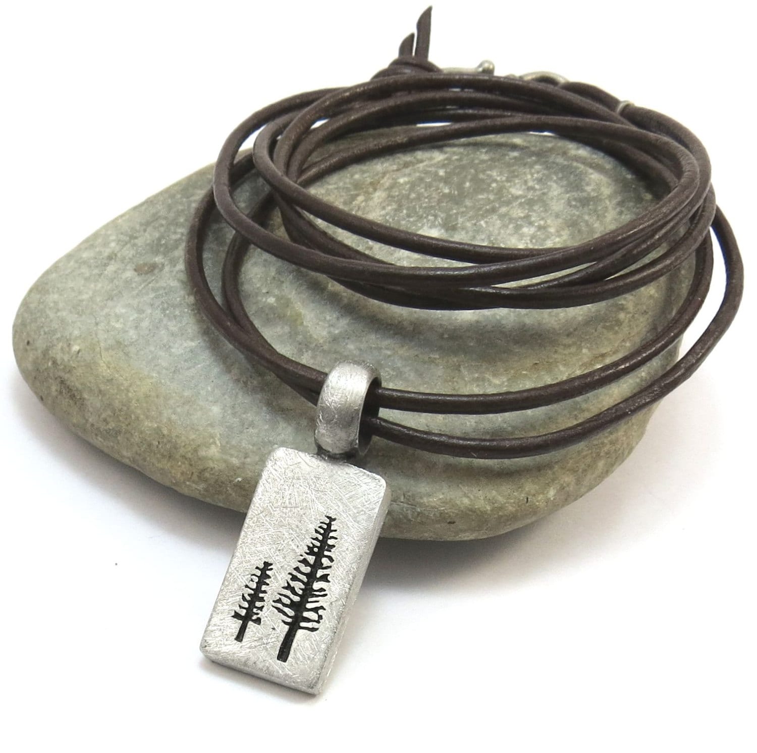 Nature Jewelry Pine Tree Necklace Modern Silver Tree Pendant Etsy