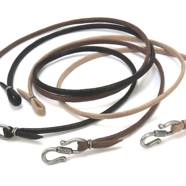 Custom Cord in Black, Brown, Tan - Woven Cotton Cord (Faux Leather) - Mens Cord Necklace in Custom Lengths