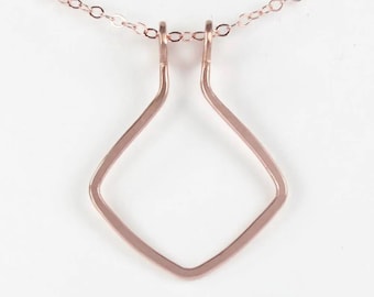 Rose Gold Wire Diamond Shaped Geometry Necklace