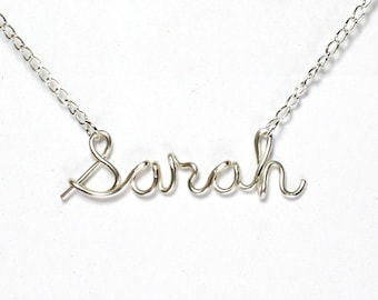 Wire Name Necklace, Personalized Sterling Silver Name Jewelry, Custom Made Wire Writing Necklace, Sister, Friend, Bridesmaid Gift