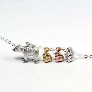 Mother Bear Necklace, Bear Family Necklace, New Mom Present, Mother Bear Baby Bears, Mommy and Me Necklace, Wife Gift