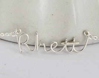 Wire Name Necklace, Personalized Handmade Name Jewelry, Custom Made Wire Writing Name or Word Necklace, Sister, Friend, Bridesmaid Gift