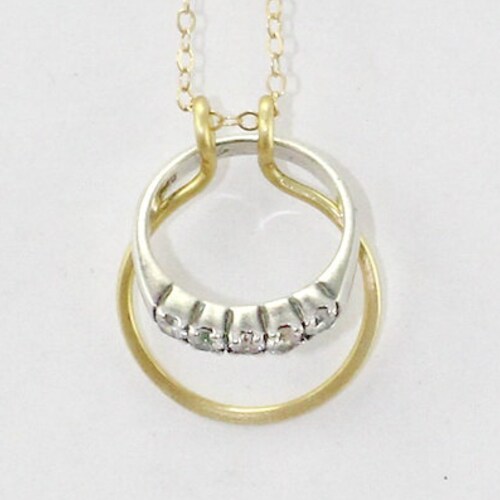 Rose Gold Ring Holder Necklace Diamond Shape Wedding and Etsy