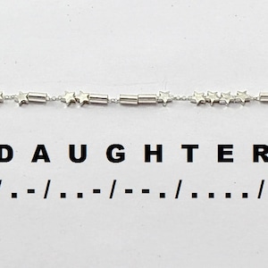 Morse Code Daughter Necklace, Sterling Silver Star Morse Code Jewelry, Daughter Morse Code Necklace, Family Necklace, Family Reunion Gift