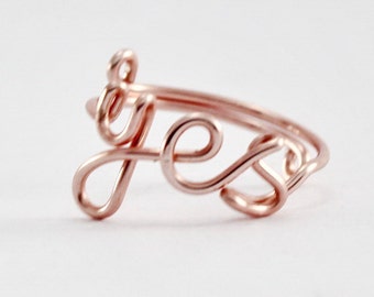 Rose Gold Yes Ring,  Wire Yes Word Ring,  Yes I Do, Bridesmaids Gift Ring, Girlfriend Gift Statement Ring, Bridesmaid Favor Wire Word Ring