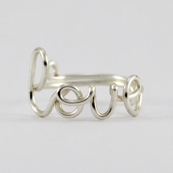 Wire Love Ring - Adjustable Fits Most Size - Fine Silver Plated Copper Wire