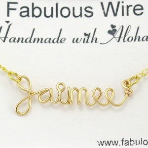 Personalized Name Necklace, Custom Hand Made Wire Name Word Jewelry,  Wire Writing Name Or Word Necklace, Sister, Friend, Bridesmaid Gift