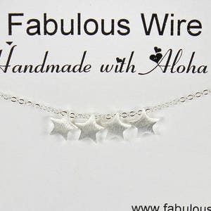 Multi Stars Necklace, Sterling Silver Small Star Necklace, Sisters Friends Match Star Jewelry, Brushed Star Charm Mecklace Y067