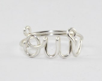 OUI Ring, Silver Wire Adjustable Ring, French Word Ring - Yes I Do, Girlfriend, Loved One, Bridesmaid Gift