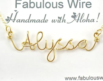 Name Necklace, Personalized Wire Name Jewelry, Custom Made Wire Writing Name Or Word Necklace, Sister, Friend, Bridesmaid Gift