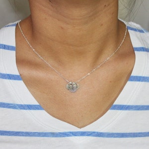 Monogram Initials Necklace, First Name, Last Name, Middle Name initials, Stamped Silver Disc Necklace, Personalized Gift Y074
