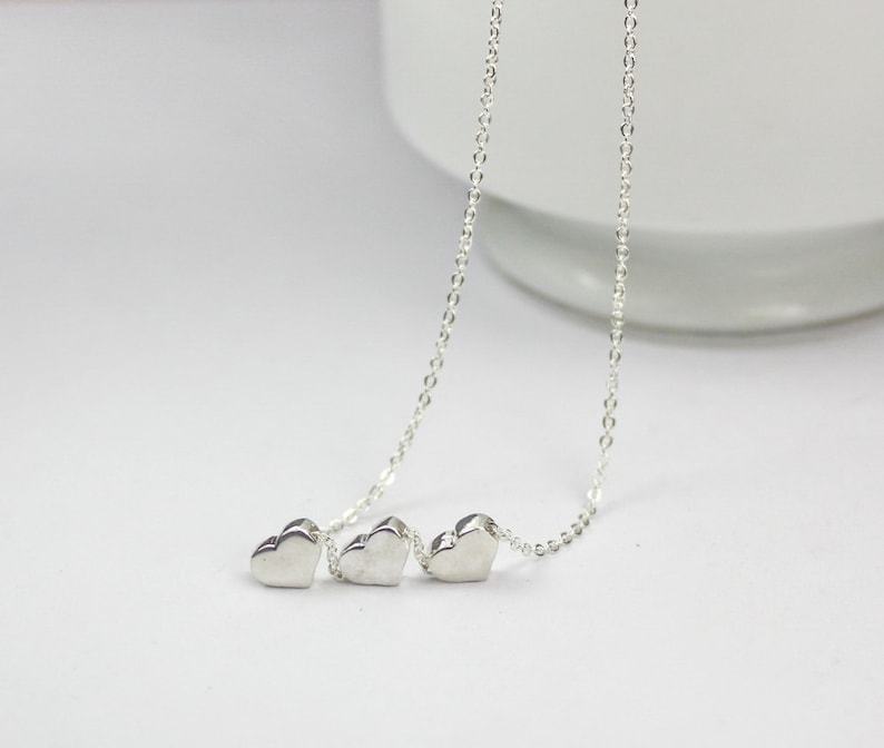 Multi Heart Necklace, Sterling Silver Heart Necklace, Family Gift, Mother's Day Necklace, Daughters, Sisters, Best Friends, Bridal Gift image 2