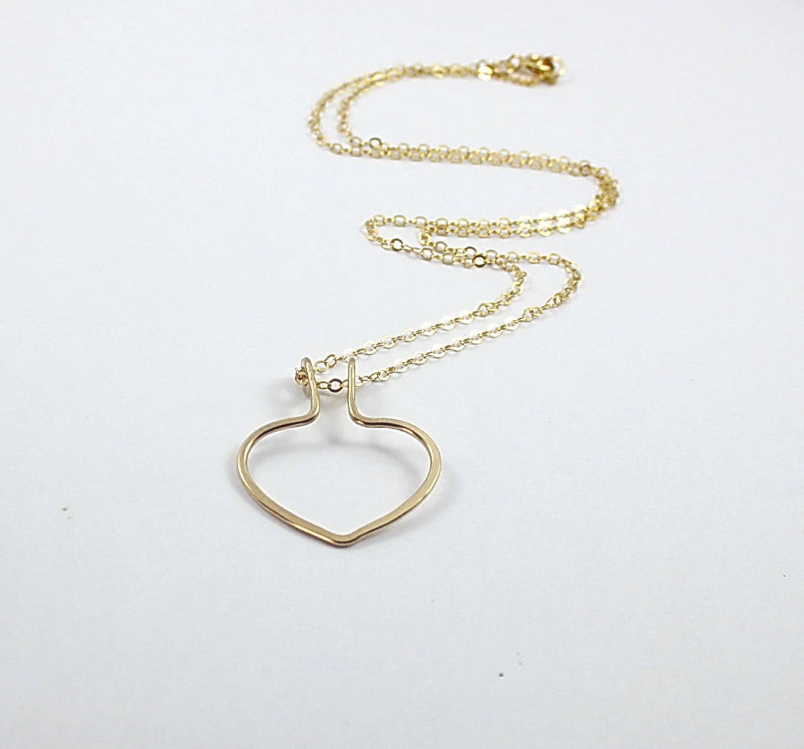 Heart Ring Holder Necklace Solid Gold Ring Holder Necklace Etsy