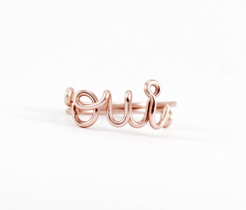 OUI Ring, Silver Wire Adjustable Ring, French Word Ring Yes I Do, Girlfriend, Loved One, Bridesmaid Gift image 7