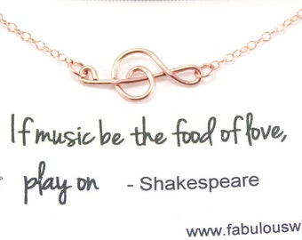 Rose Gold G Clef Bracelet, Wire Musical Symbol Bracelet, Dainty Music Note Bracelet, Musician Gift, Rose Gold Filled Jewelry