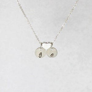 Initialen mit Herz-Halskette, personalisierte Liebhaber ursprünglichen Schmuck, Herz Kette, gestempelt erste Disc, Liebe Herz Halskette Y06174