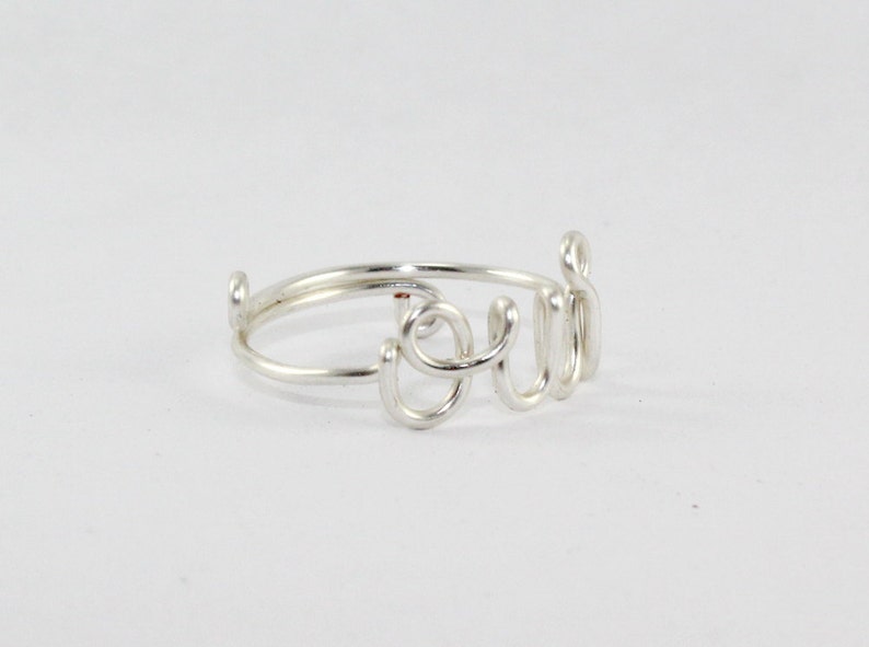 OUI Ring, Silver Wire Adjustable Ring, French Word Ring Yes I Do, Girlfriend, Loved One, Bridesmaid Gift image 2