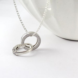 Eternity Ring Holder Necklace, Infinity Love Wedding Ring And Engagement Ring Holder Necklace, Bridal Gift, Micro Pave Crystals Circle Y092
