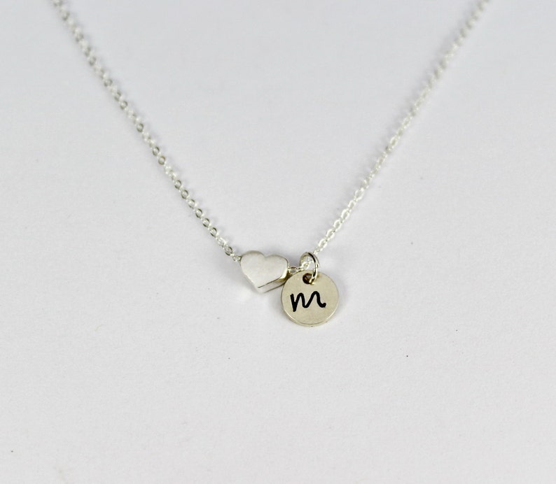Heart Initial Necklace Set, Bridesmaids Gift, Sisters Matching Necklace, Personalized Jewelry image 3